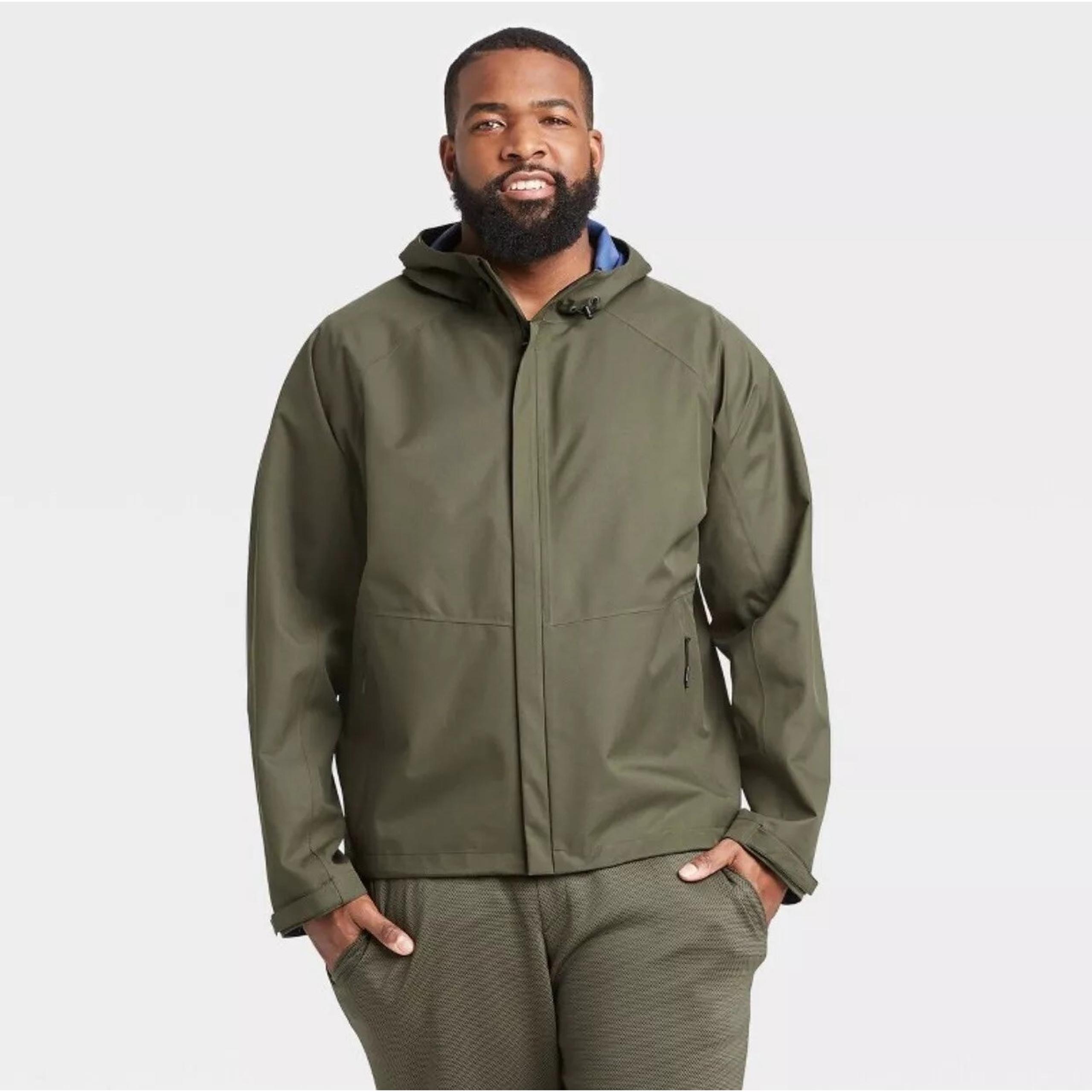 All in Motion Men's Waterproof Jacket Olive Green Size XXXL Lightweight Hooded