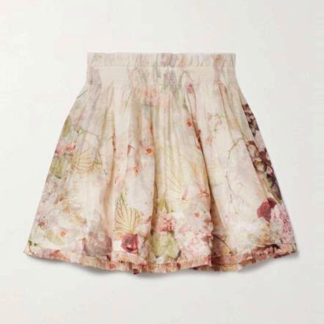 NWOT 695 Zimmermann Dancer Floral Silk Linen Trim Ruffle Flip Mini Skirt