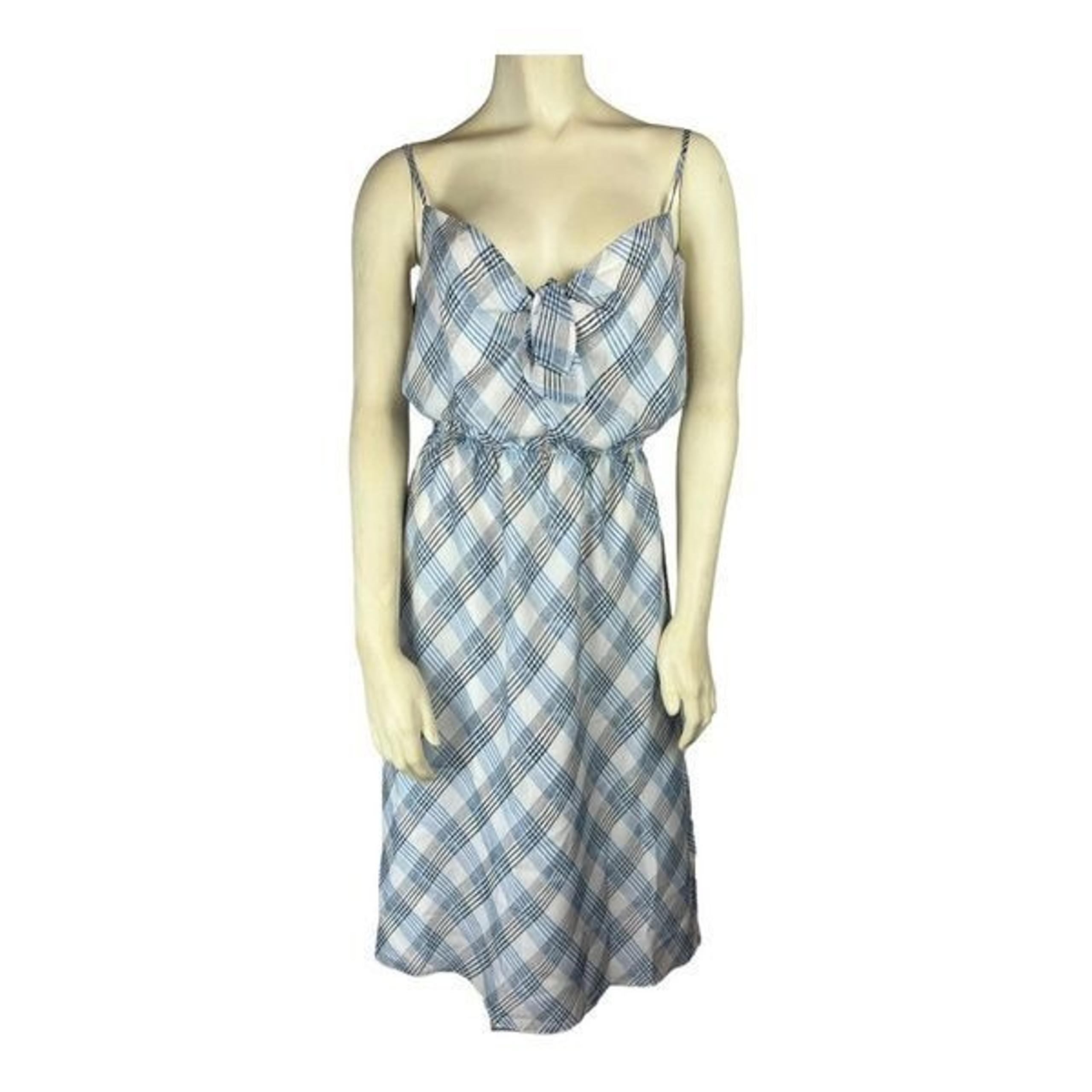 joie Womens sz Small Silk Sun Dress Blue White Tie Knot Front Midi