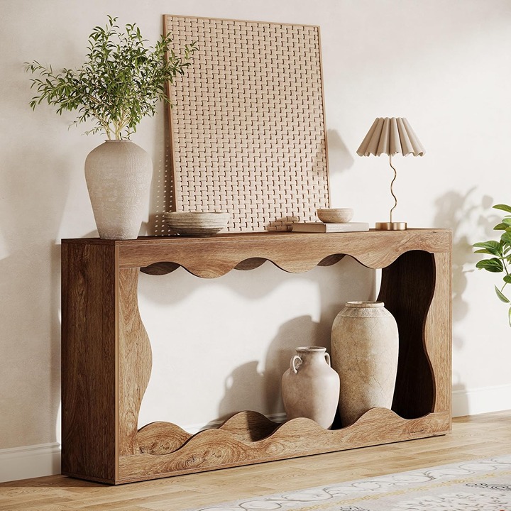 63 Inches Farmhouse Console Table with Storage