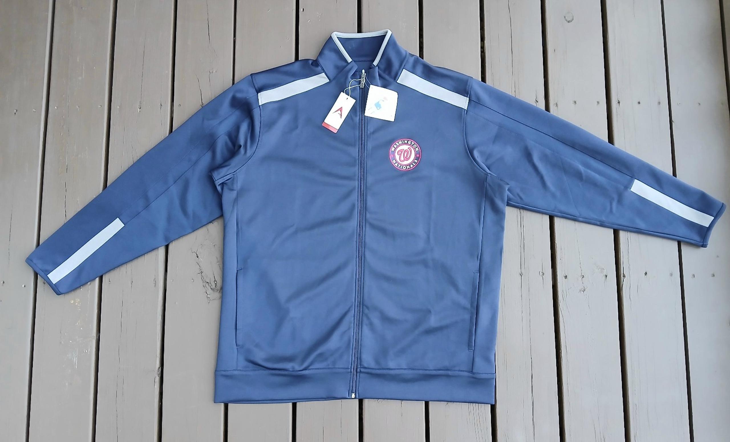 Antigua Men's Full Zip Flight Jacket Washington Nationals MLB Blue Size XXL New
