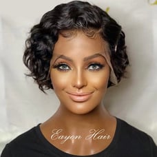 Curly lace front wigs Human hair pre plucked 180% density glueless human hair wi