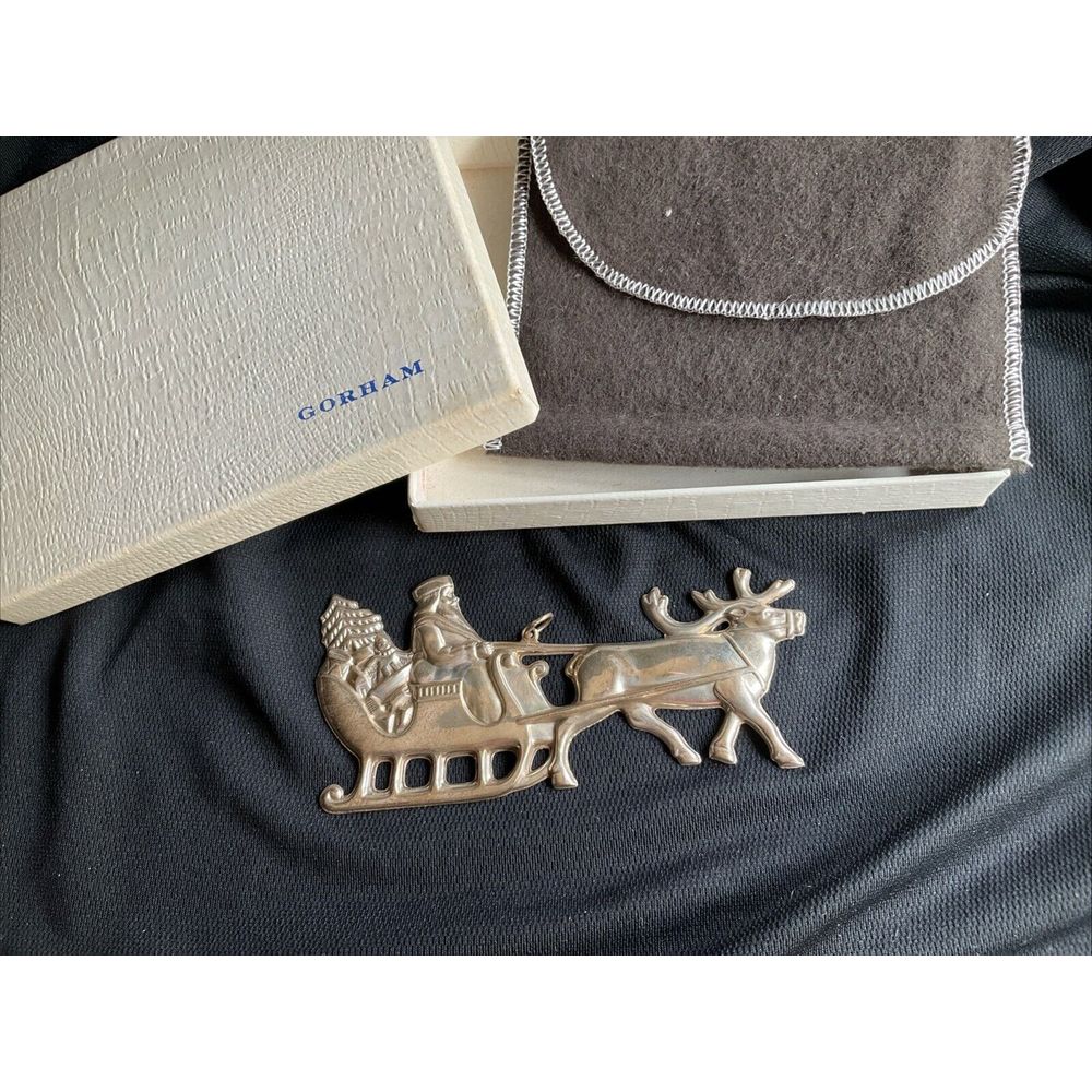 1979 Gorham Sterling Silver Christmas Ornament Santa In The Sleigh