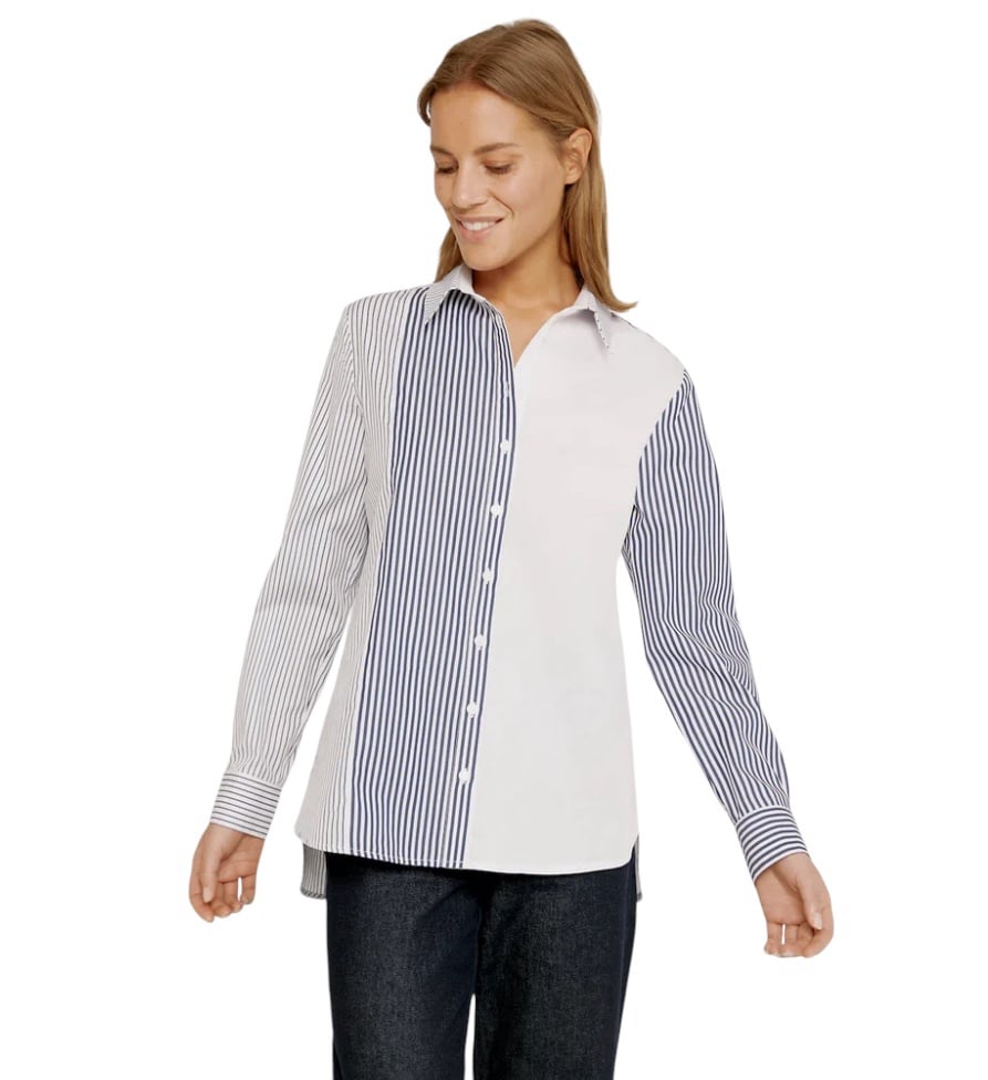 Harshman New NWT 100% Cotton Blue White Stripe Aurora Shirt Button Down Size S