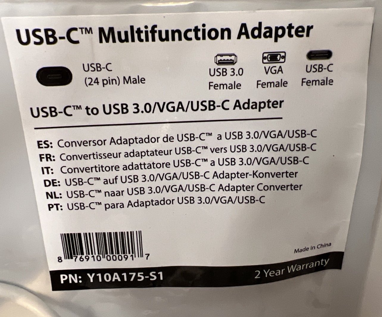 Rocstor USB-C Multifunction Adapter – USB-C to USB 3.0/VGA/USB-C Adapter.