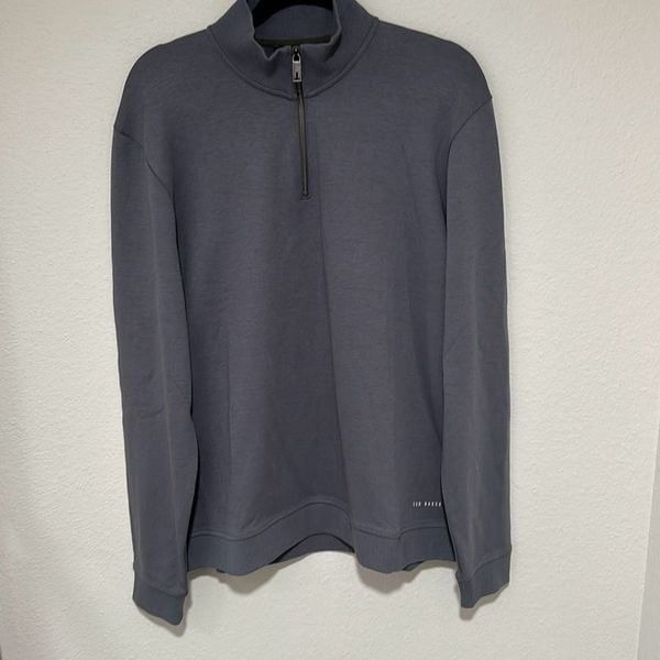 NWT Ted Baker Mens Charcoal Antram Half Zip Funnel Neck Sweatshirt Size XL