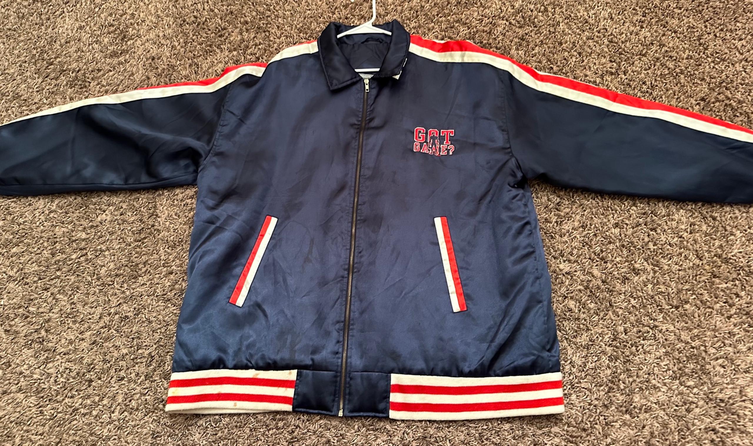 Steve & Barry Jacket Men's 2XL Got Game? Blue & Red Retro Silky Track Zip Up XXL