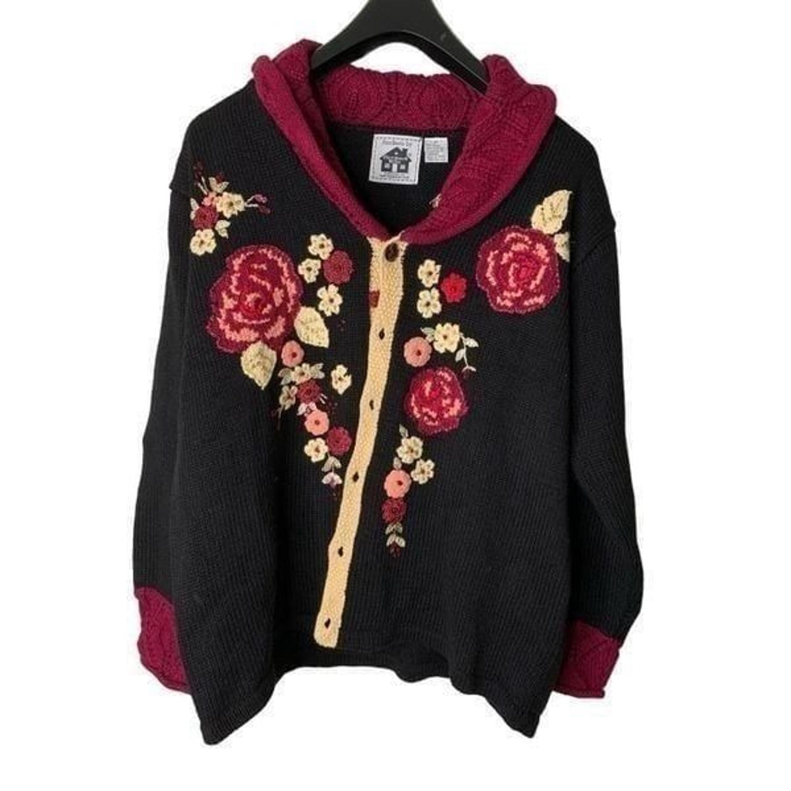 Storybook Knits sweater cardigan floral art to wear women's size 1X