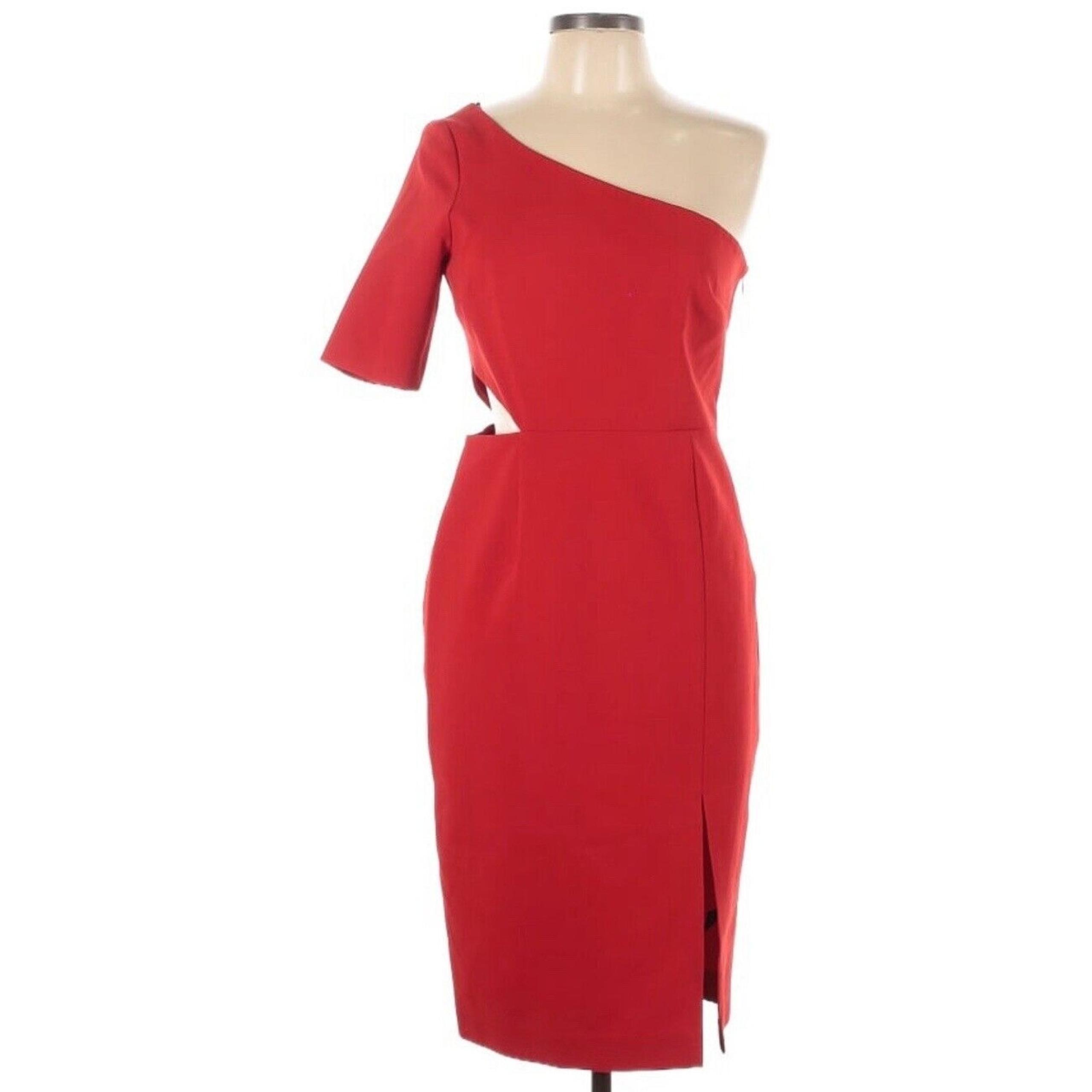 NWT J. Jill Stuart Cardinal Red Cutout Sheath One Shoulder Cocktail Dress Sz 10 - Jill Jill Stuart