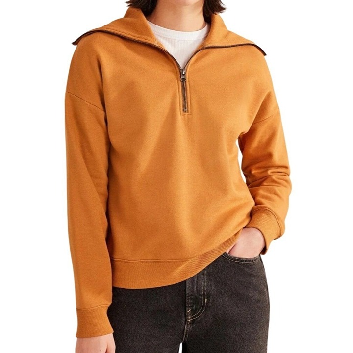 Boden Womens XL Funnel Neck Zip Sweatshirt in Teddy Bear