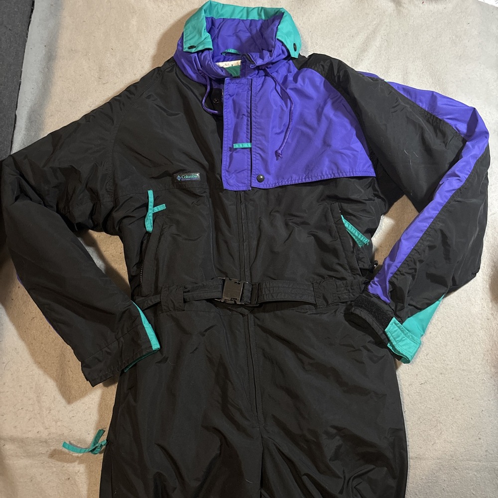 Columbia Ski Suit One Piece Snowsuit Snow Bib Jumpsuit Retro Vtg 1980s Mens L