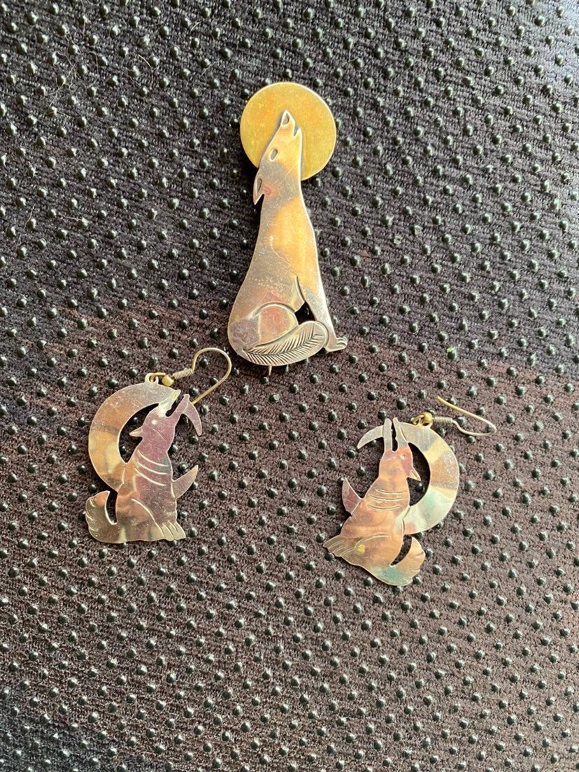 Silver Pin and Earrings