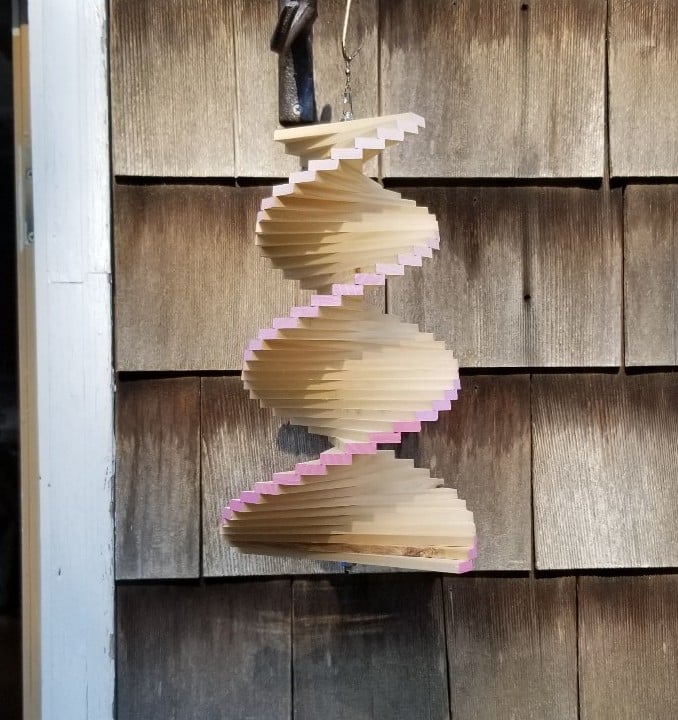 Pink trim spinner wooden wood Windchime wind garden yard tree spring summer