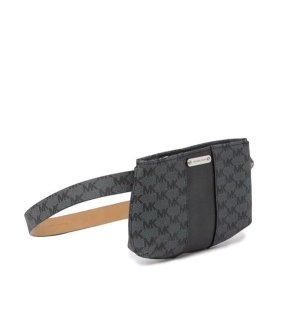 NWT Michael Kors Boxed Belt Bag MK Signature Logo GRAY/CHARCOAL/BLACK L/XL