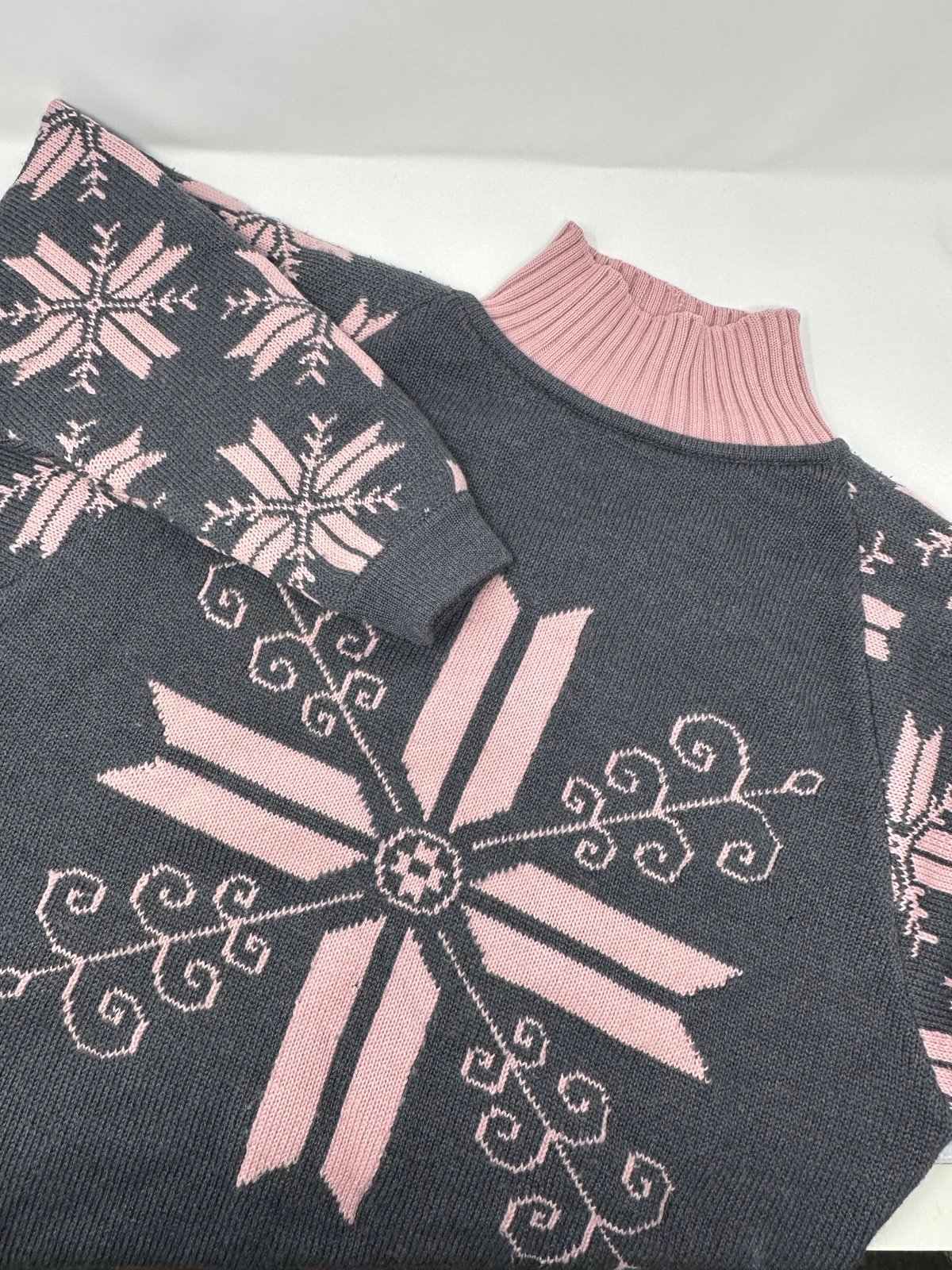 Vintage Calicantus Made in Italy Women's 100% Wool Sweater Pink/Gray RARE!! F1.