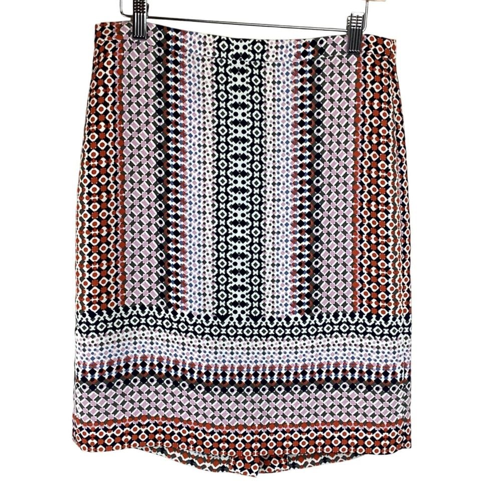 J.Crew Skirt Size 6 Pencil Drapery Geometric Print Pink Geo Lined