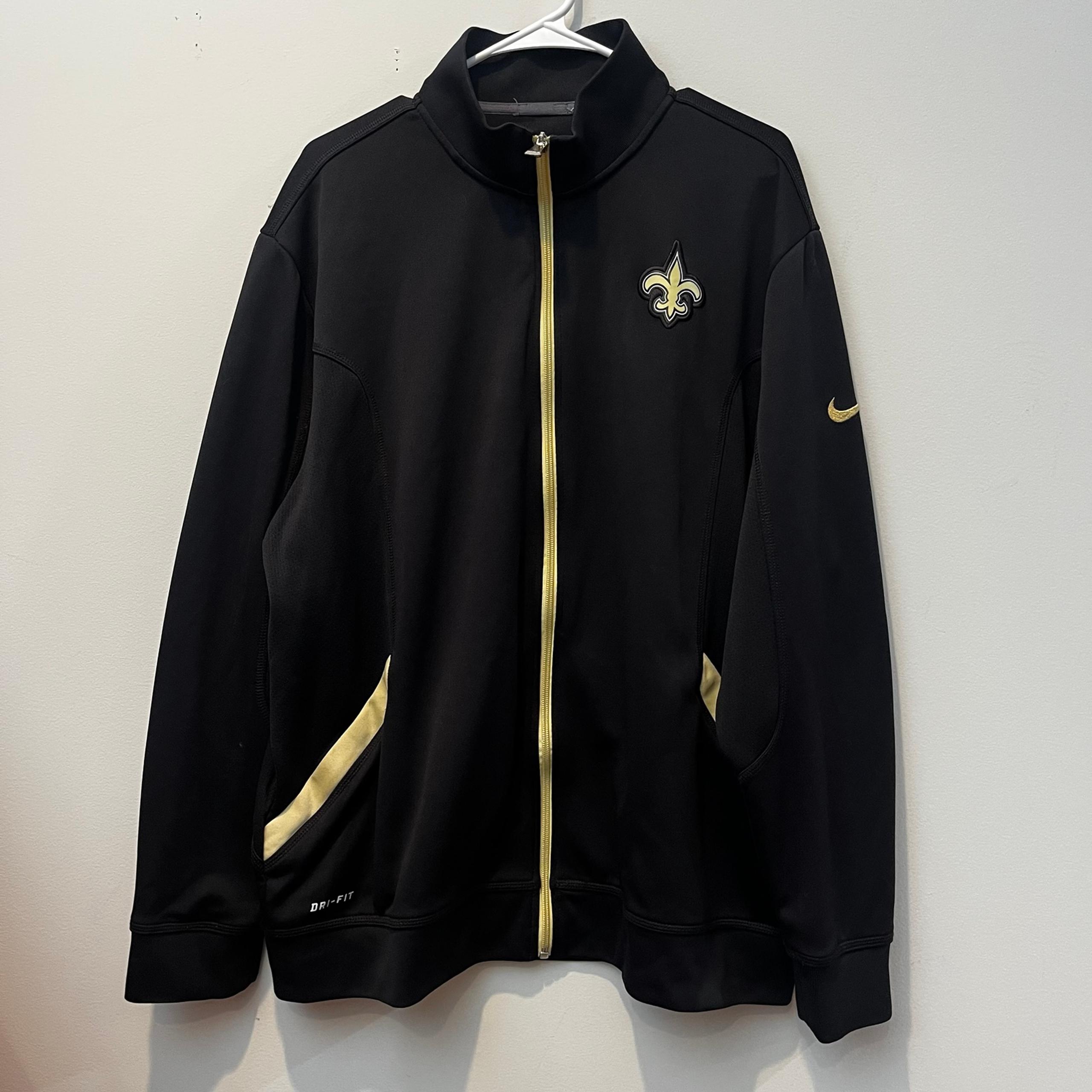 Nike Jacket Men's XL Black New Orleans Saints NFL Track Full Zip On Field