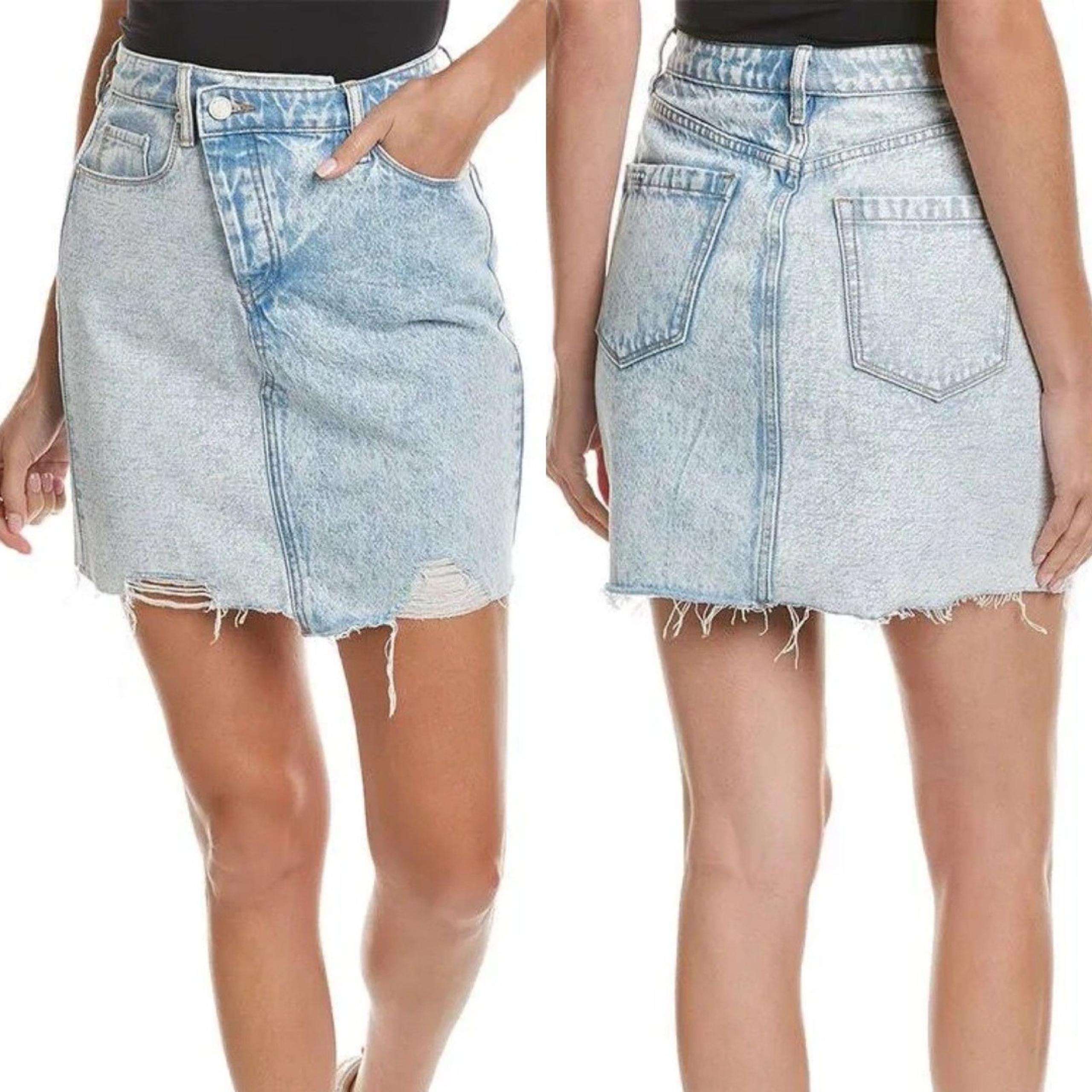 BLANKNYC Womens Overflap Fly Denim skirt Light blue Wash Sz 26