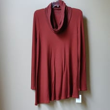 NEW THREE DOTS Thermal Autumn Asymmetrical Cowl Tunic Rust S