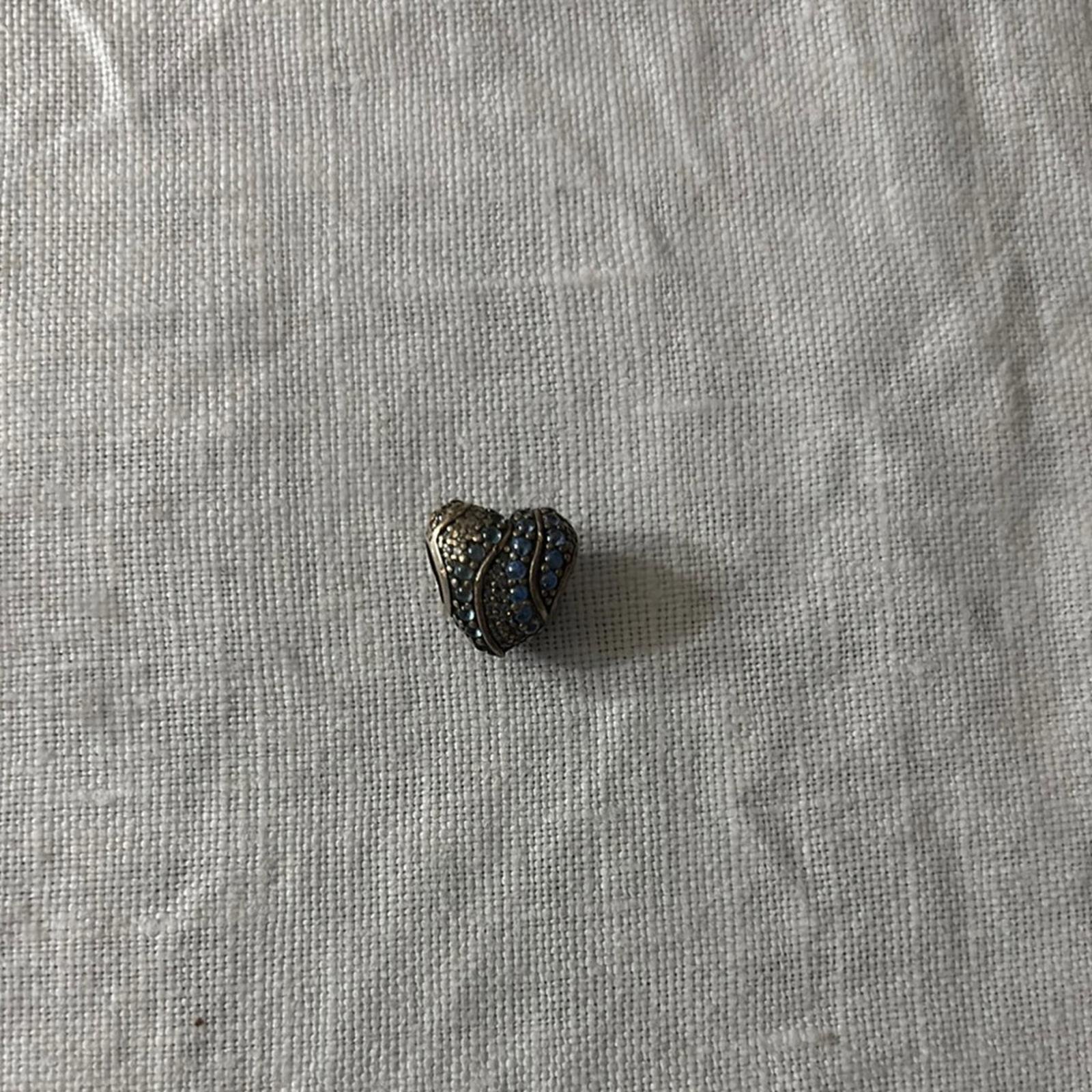 Pandora Heart-Shaped Silver and Blue Stone Pendant bracelet charm