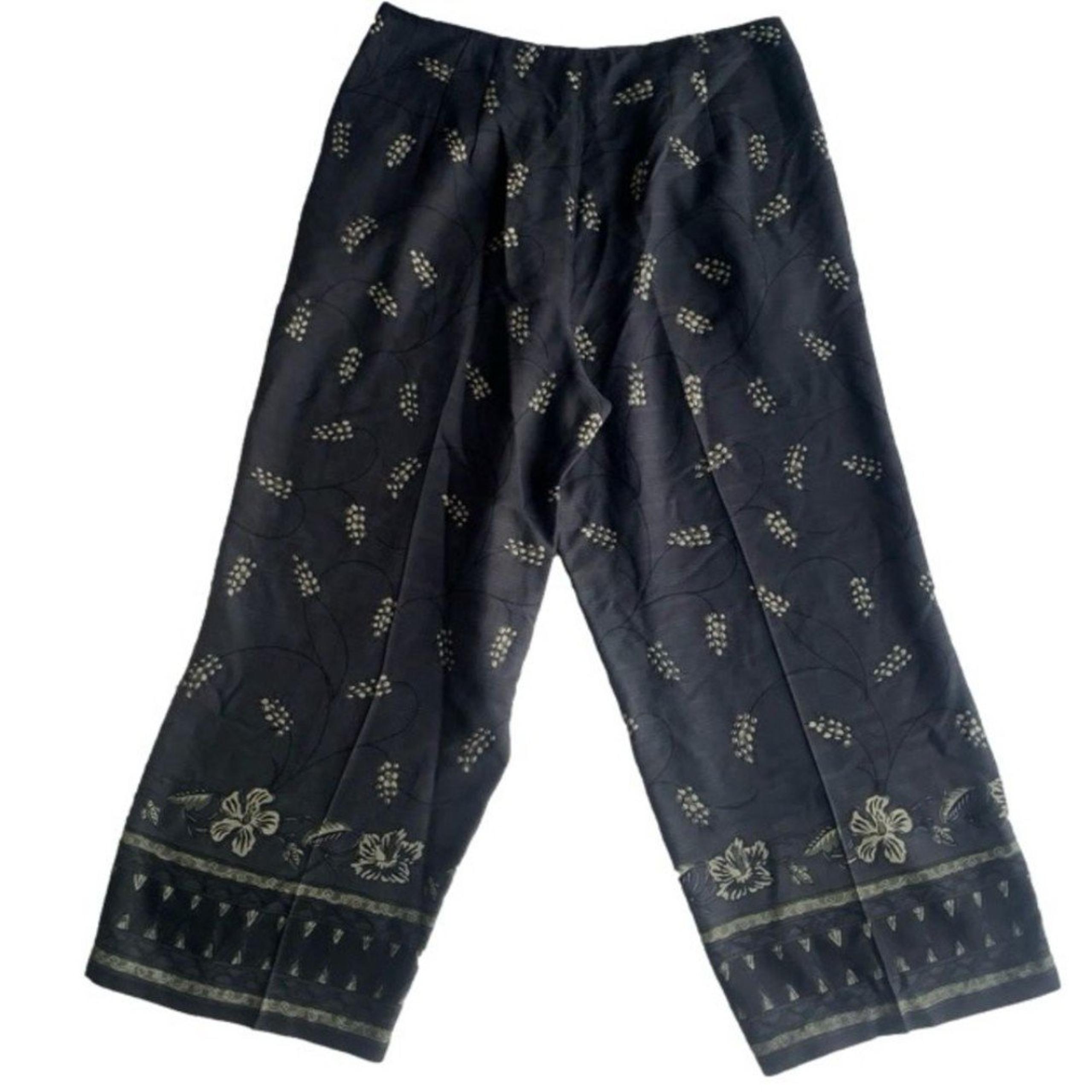 Tommy Bahama Dark Gray 100% Silk Lightweight Straight Cropped Ankle Pants