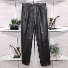 Vintage 90s made in UK genuine leather dark brown high rise mom’s style pants M