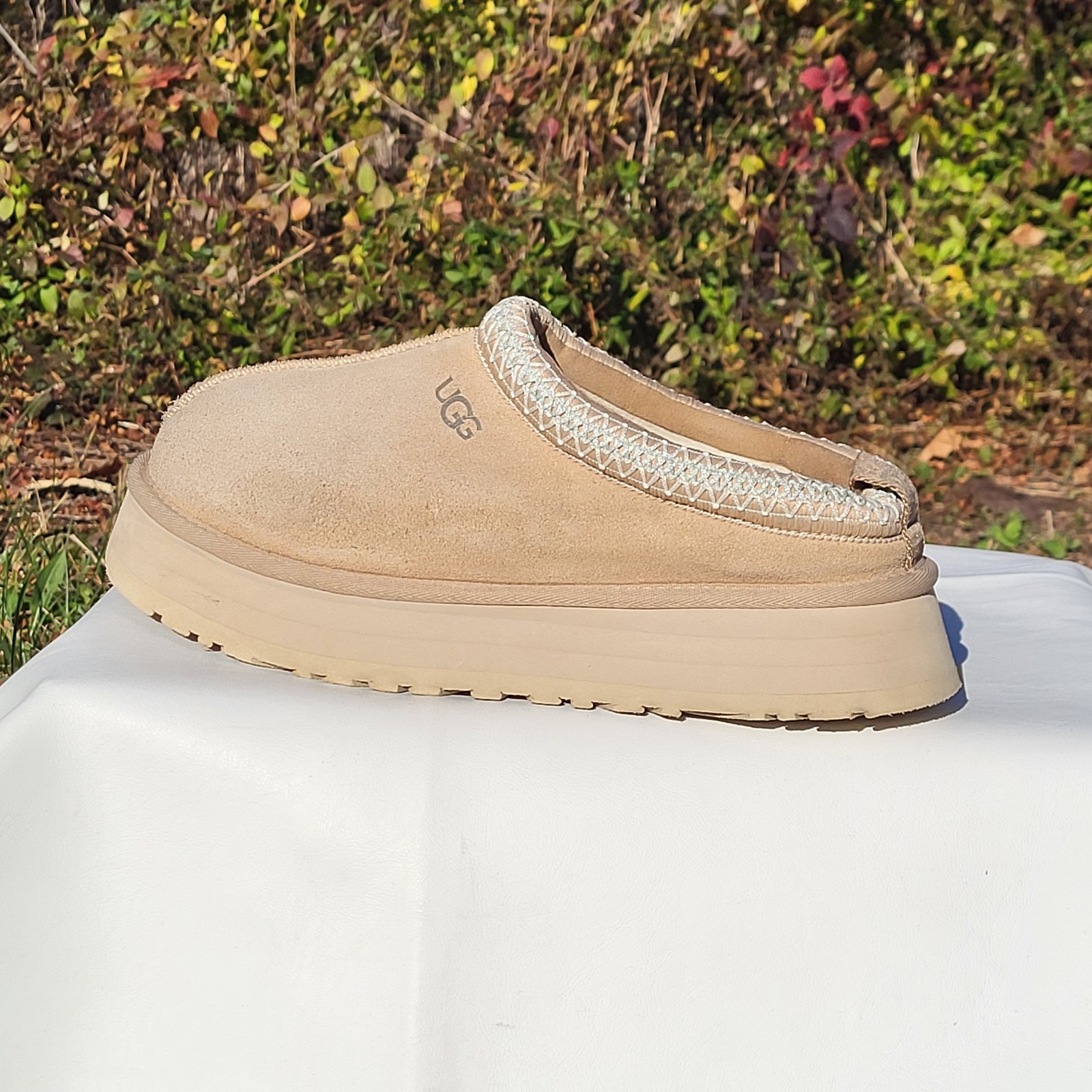 Ugg Tasman Platform Slippers Biege Womens Shoes