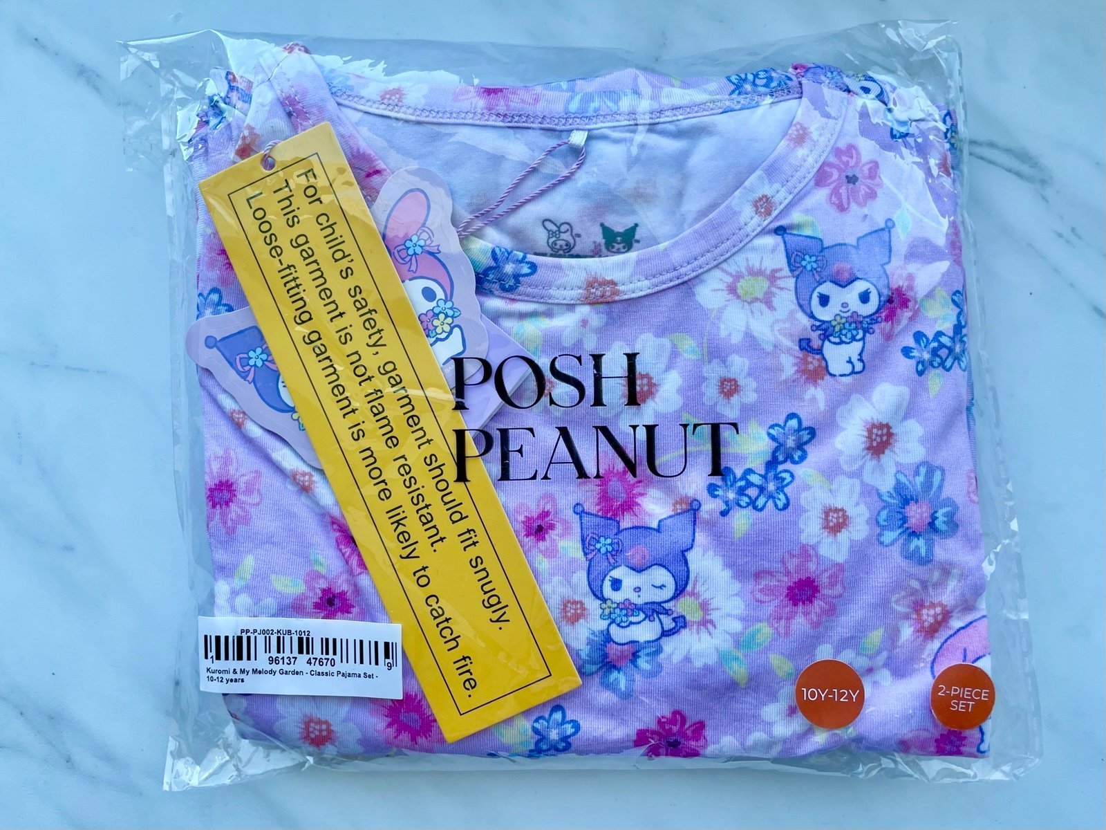 Posh Peanut Hello Kitty Kuromi & My Melody Garden Classic Pajama PJ Set 10/12