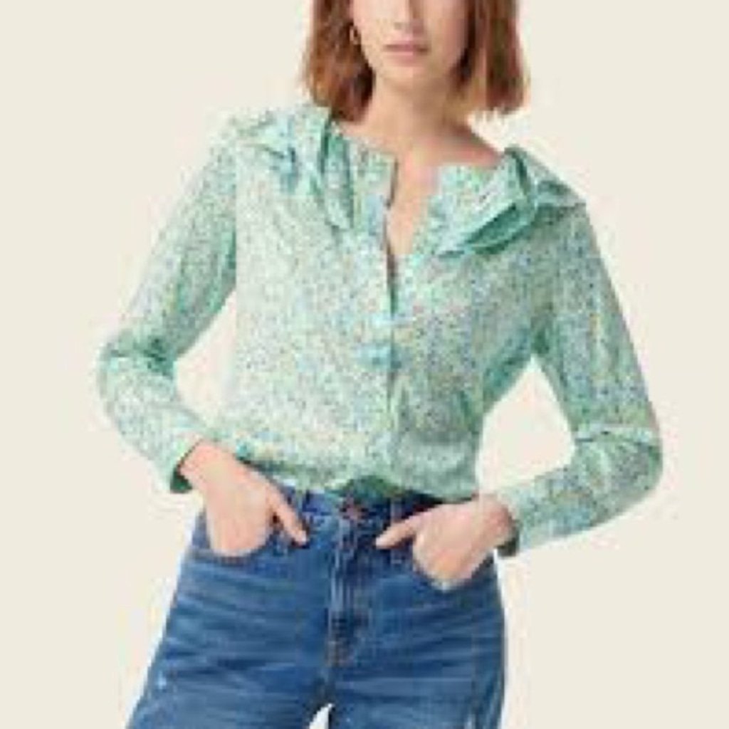 NWOT J. Crew Ruffle Collar Top Sz Large