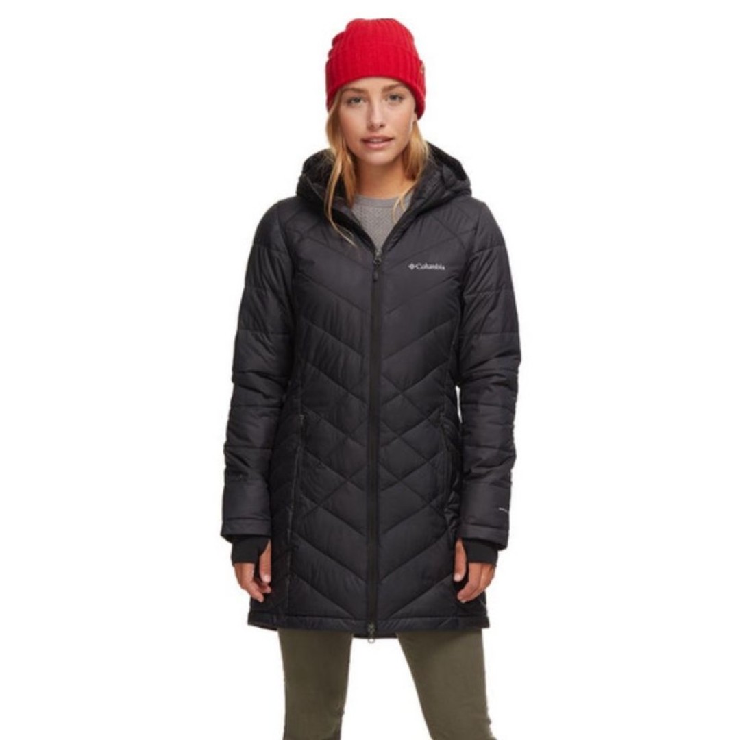 Columbia Black Heavenly Long Hooded Puffer Coat Size Medium Puffer Jacket