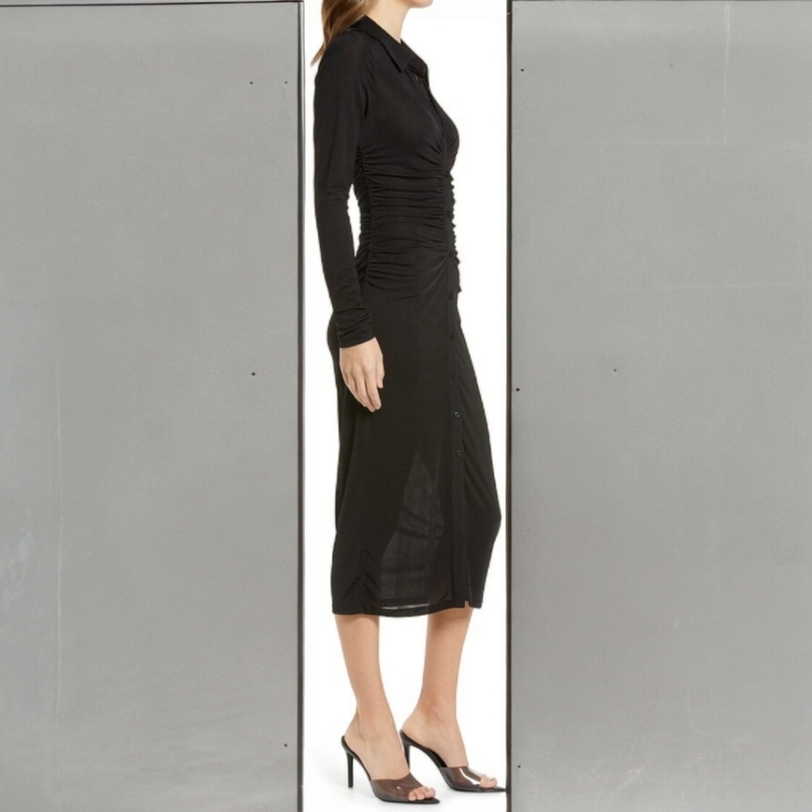 Good American Black Shimmer Polo Maxi Dress SZ 4(XL)