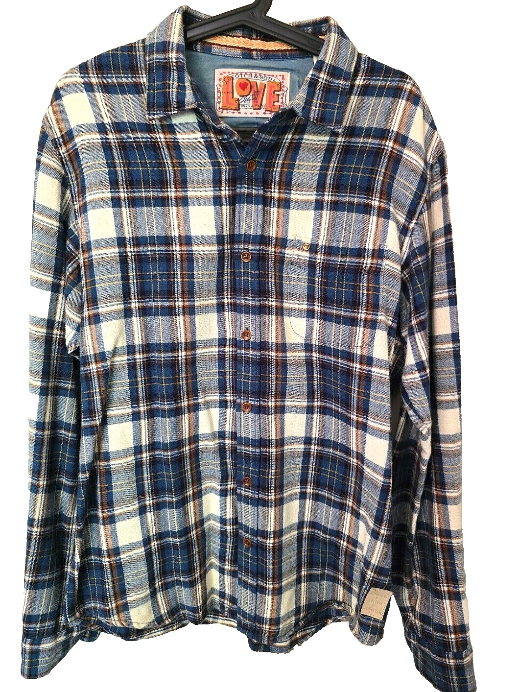 Scotch & Soda Long Sleeve Button Up Shirt LARGE Amsterdam Blauw Couture