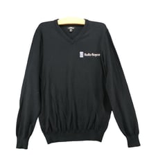 Landmark Men's Rolls-Royce Pullover Knit Sweater Small Black V-Neck Embroidered