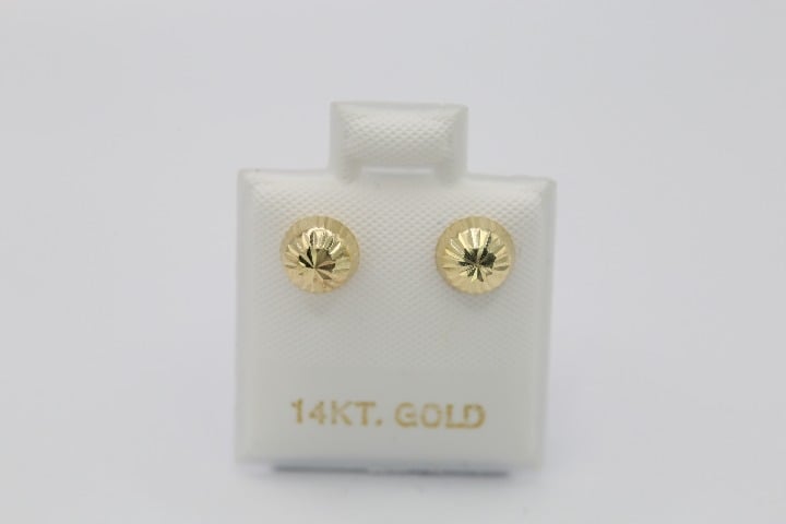 14K Yellow Half Sphere Gold Earrings (7mm)