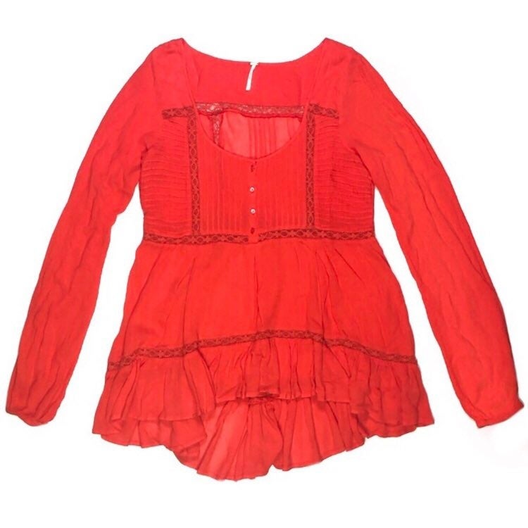 Free People Willow Glen High Low button tunic top