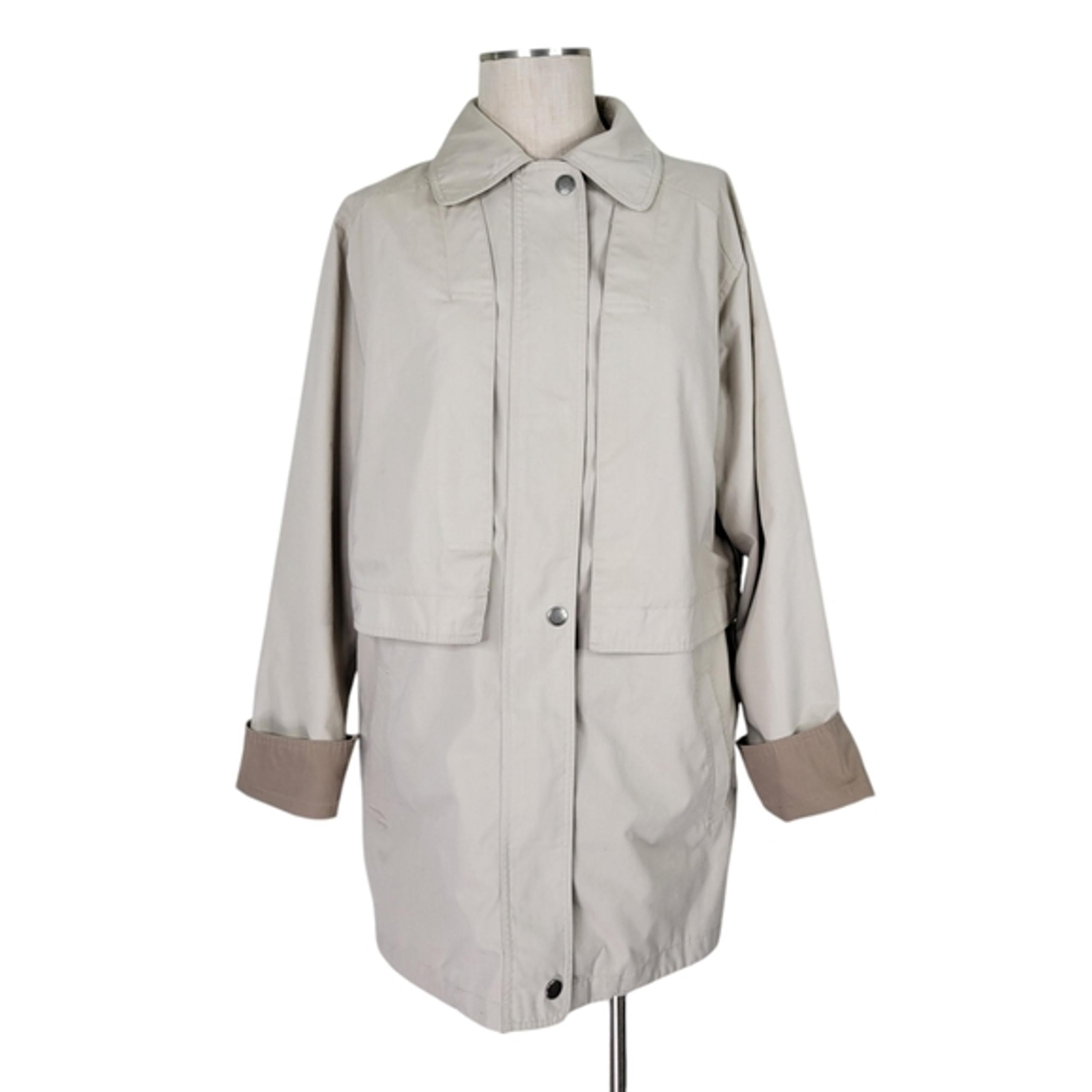 London Fog Trench Rain Coat Women L Beige Limited Edition Cuffed Zipper Snap