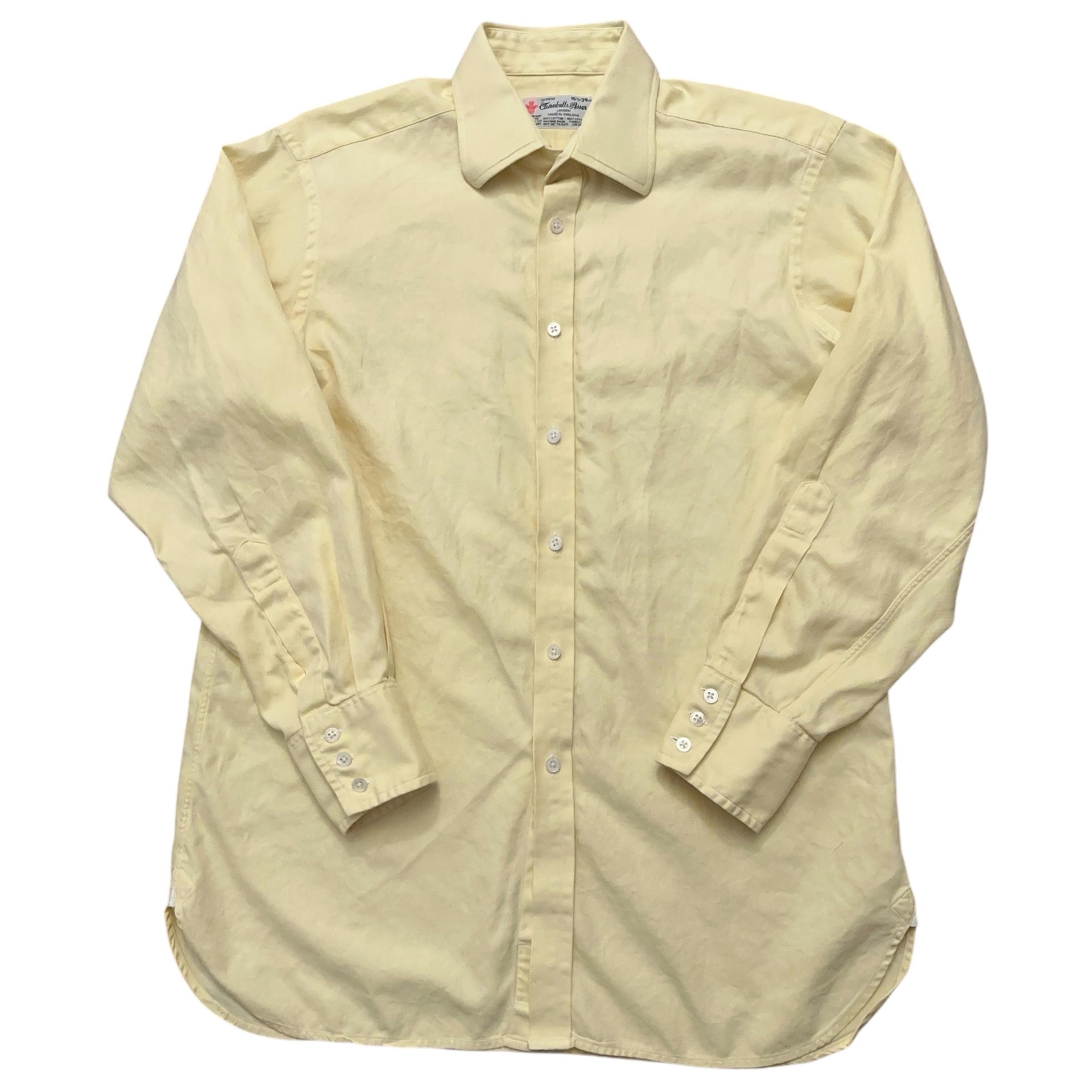Turnbull & Asser Shirt Mens 15.5-39 Long Sleeve Dress Made in England Yellow