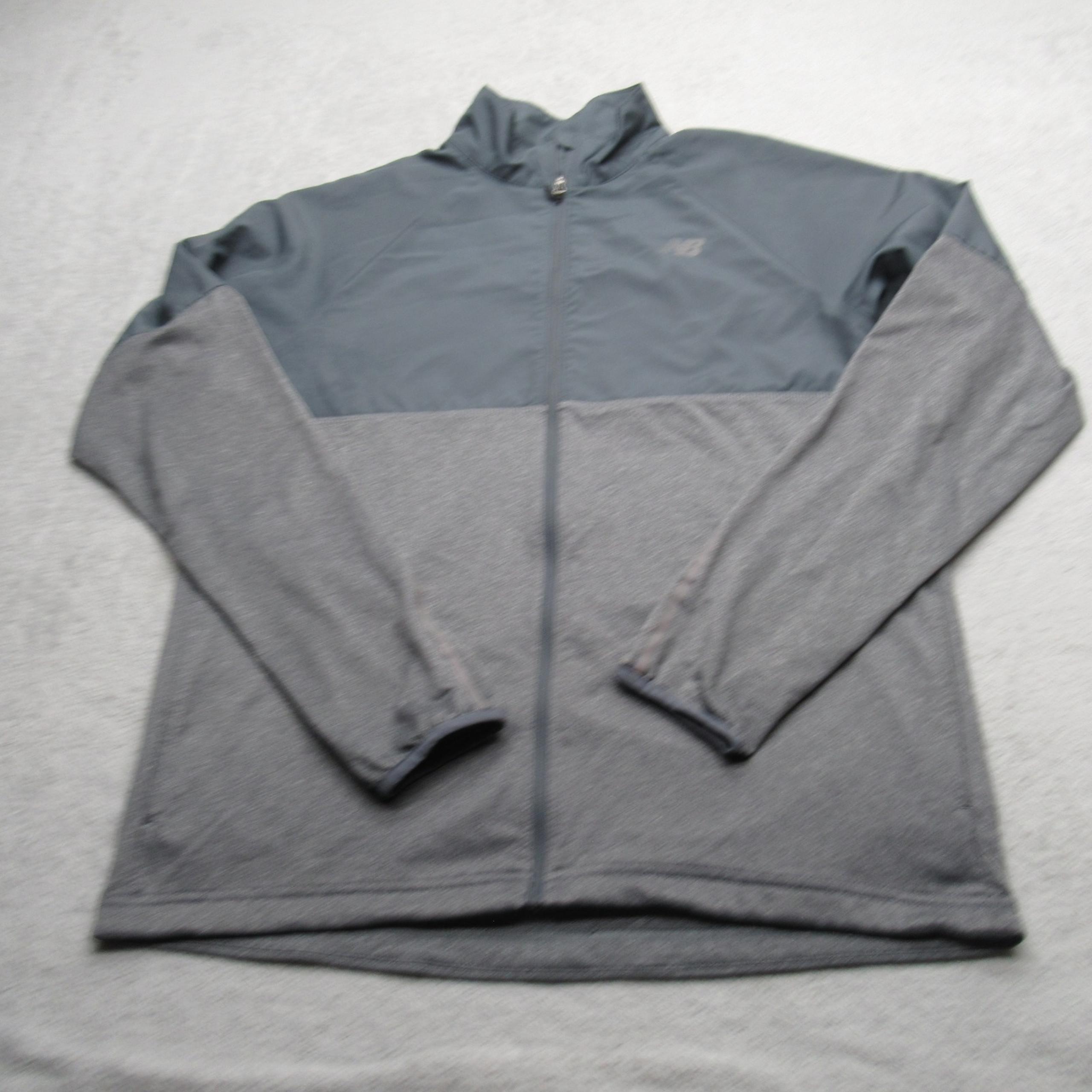 New Balance Jacket Mens Small Gray Reflective Tag Full Zip Running Training