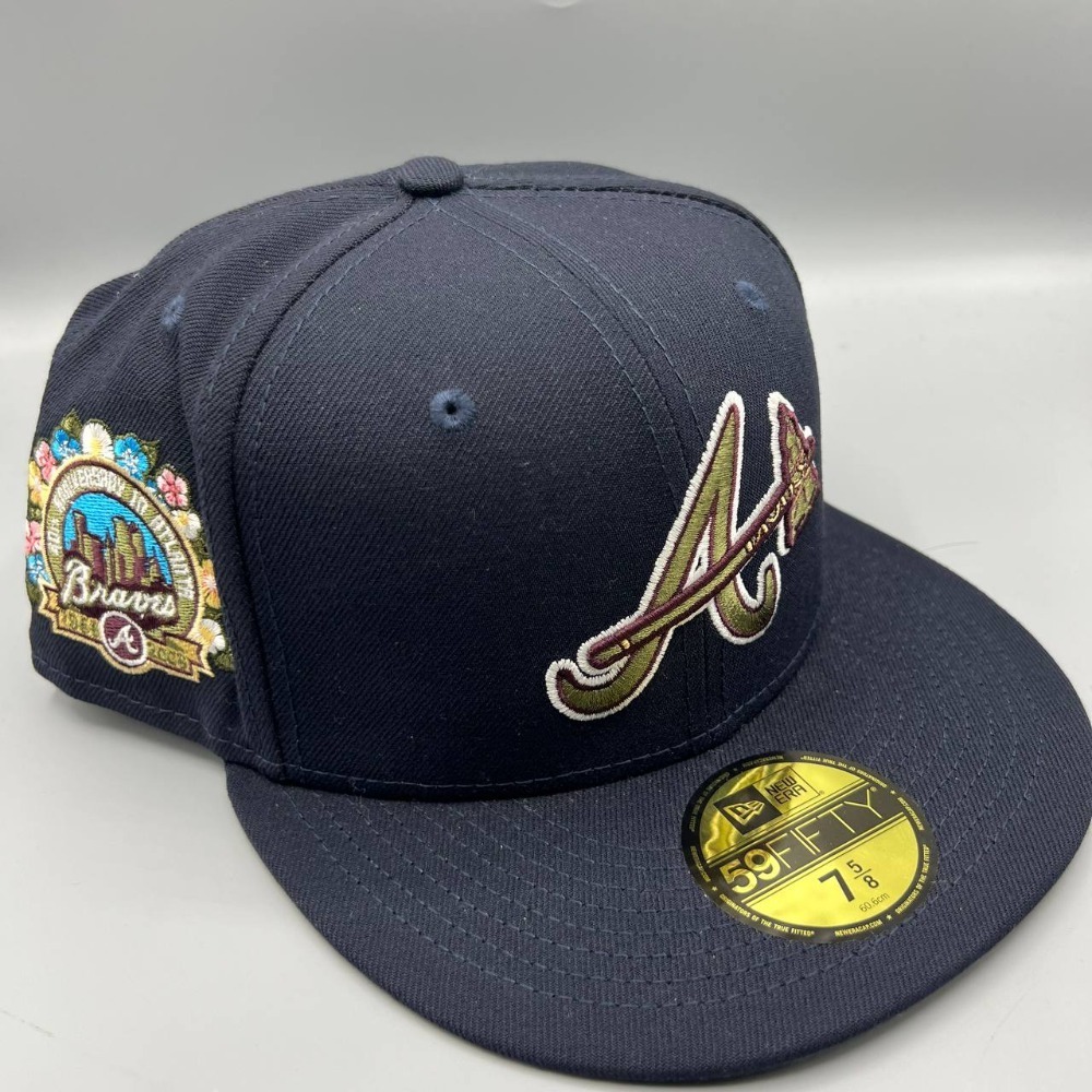 Atlanta Braves Hat Men 7 5/8 Blue Green 59Fifty New Era Fitted Cap