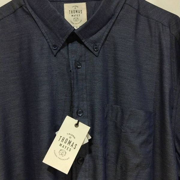 T.M.Lewin Modern Twill Long sleeve XL Denim Blue NWT Egyptian Cotton