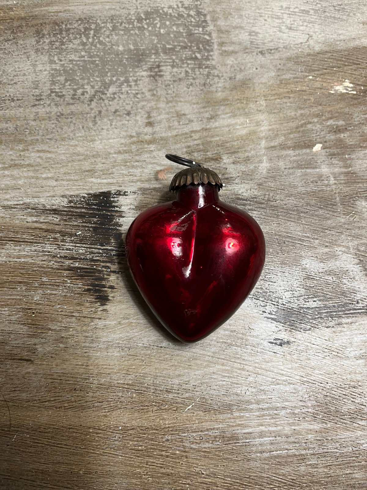 Vintage Kugel Red Heart Shape Ornament