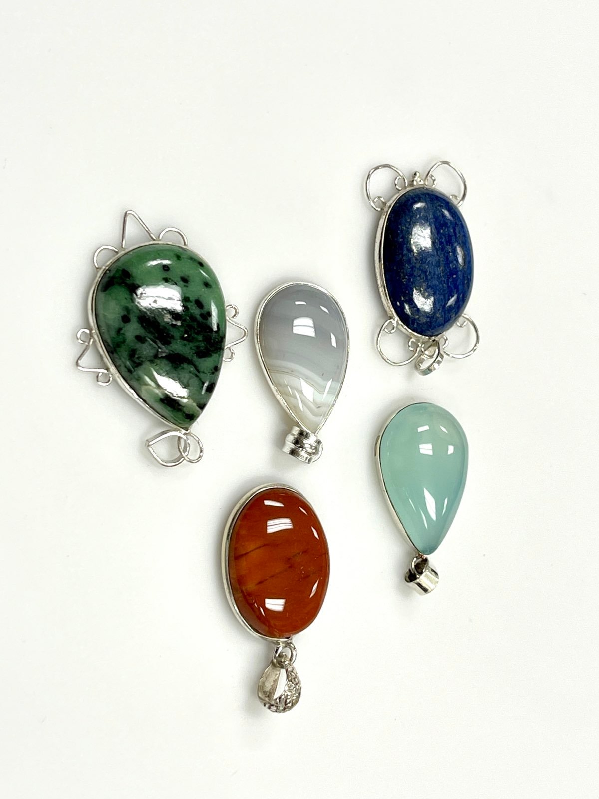 5 Pcs. Sterling Silver Gemstone Penndant