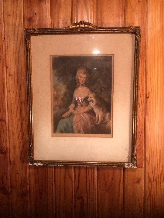 Lithograph Painting By Artist Gainsborough of Mrs Robinson and her Dog