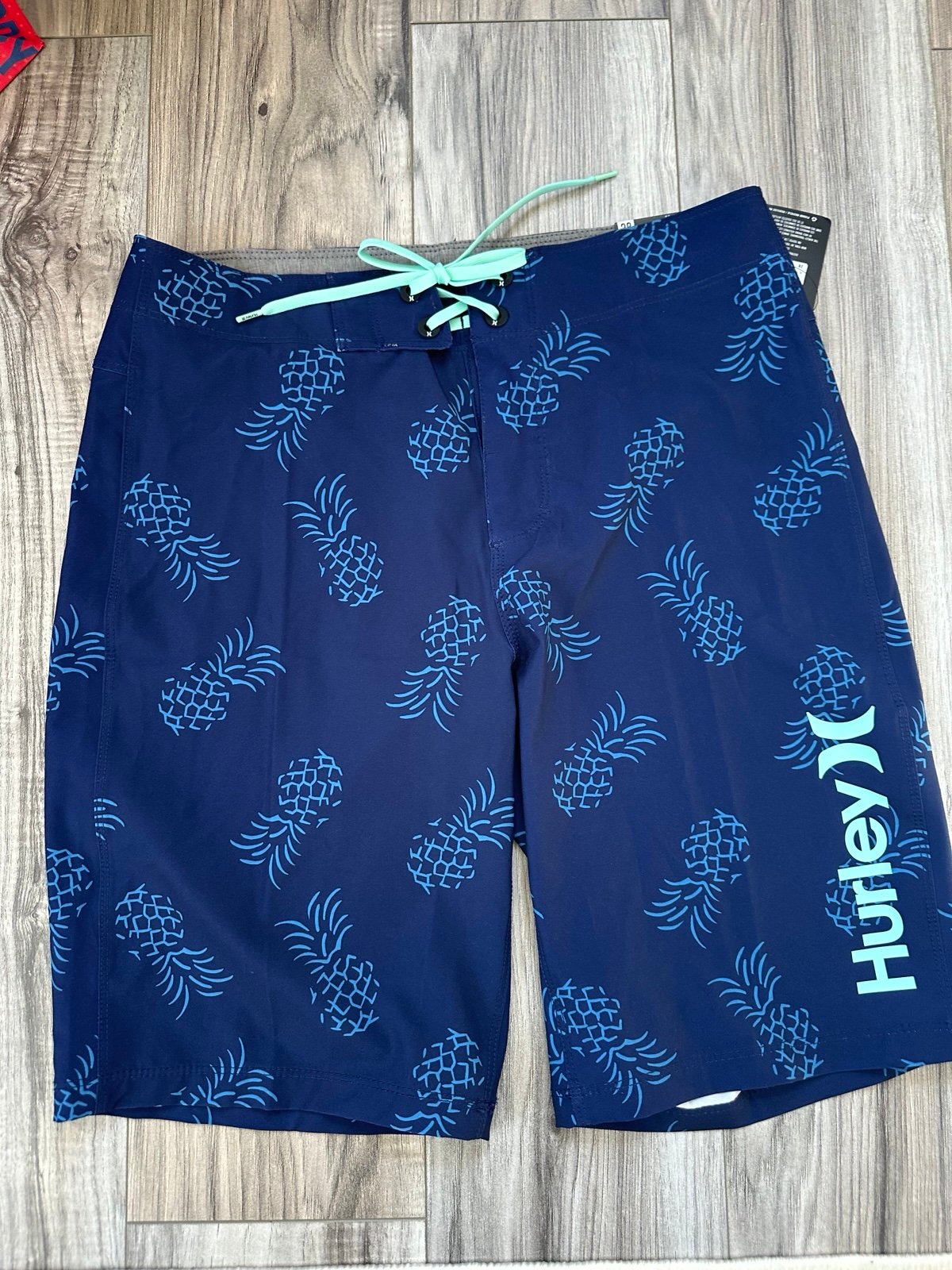 NWT Hurley Favorite Fruit Pineapple Stamp Board Shorts Swim Surfing Blue Size 28
