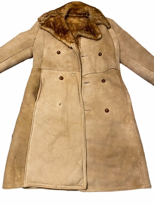 Vintage Shearling Wool Sable Coat Jacket with Faux Fur Lining | Size 36R