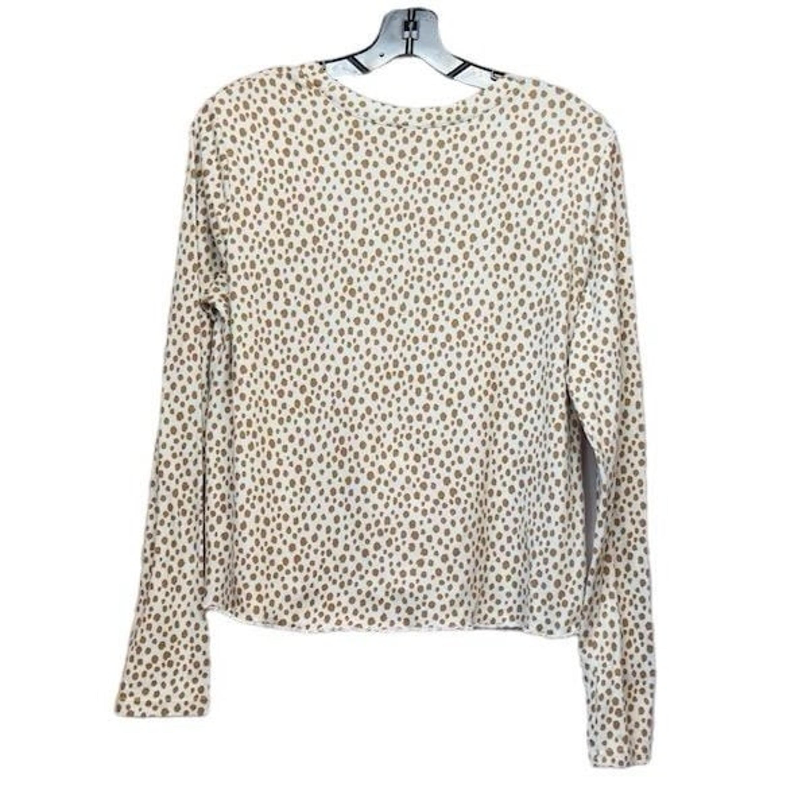 BP Women's Polka Dot Long Sleeve Button-Up Shirt Brown Size M