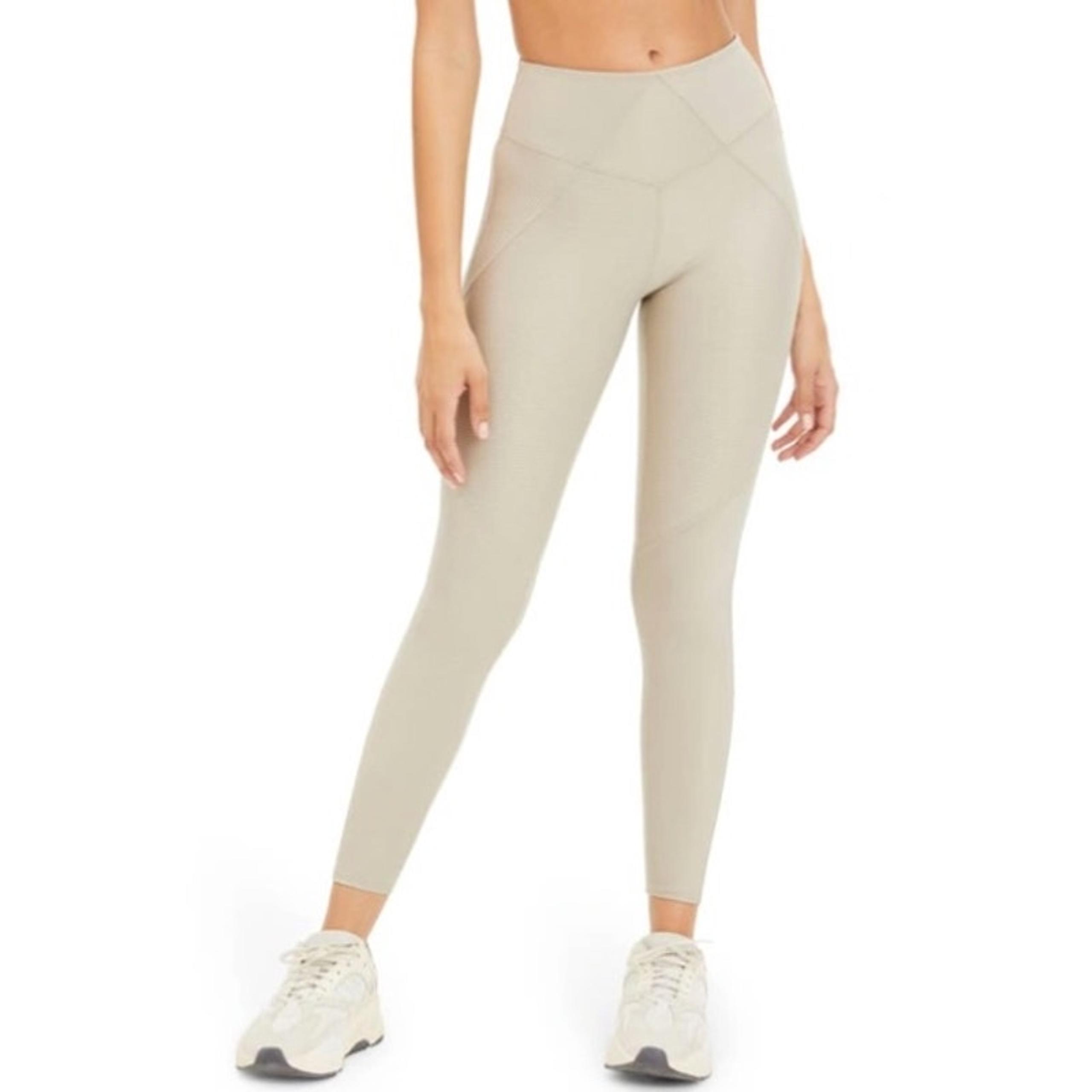 Good American Womens Angled Rib Leggings Summer Sand Beige Size 1