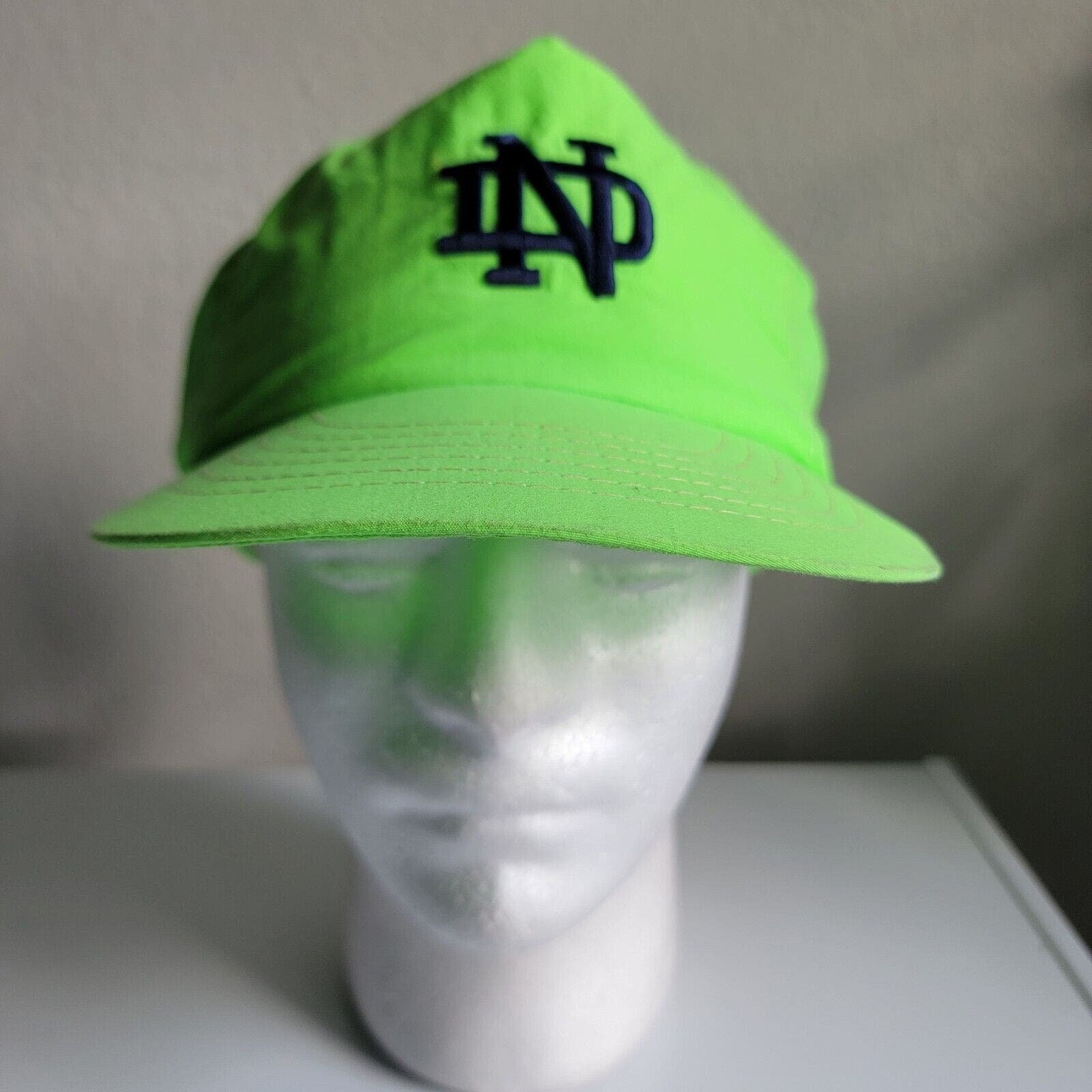 Vintage NOTRE DAME FIGHTING IRISH Snapback Hat Cap University Square Neon Green