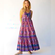 Natural Life Isabella Maxi Dress In Red Blue Floral Size XL Boho