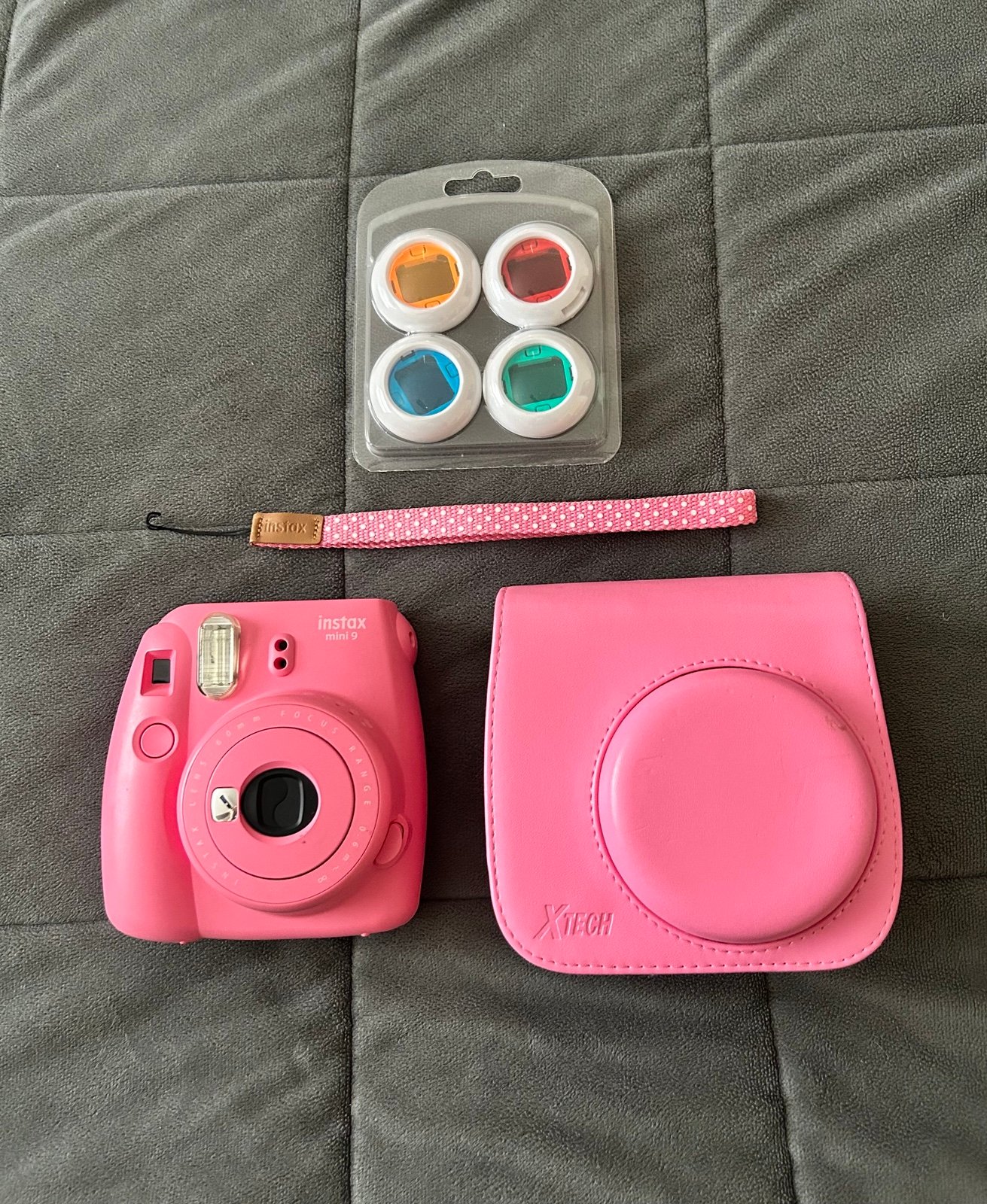 Instax mini 9, pink polaroid camera starter set.